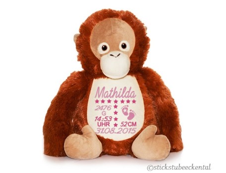 Kuscheltier Orang-Utan  bestickt mit Namen